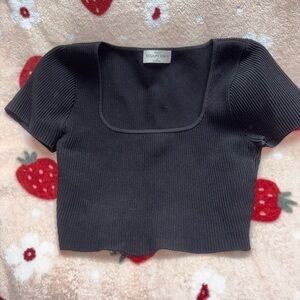 Black Ribbed Women's Top